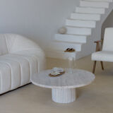 Omega circular coffee table natural travertine - 80cm D