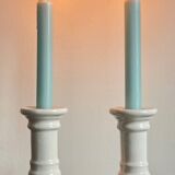 Pair of white ceramic candle holders
