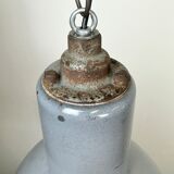 Bauhaus Grey Enamel Industrial Pendant Lamp, 1950s
