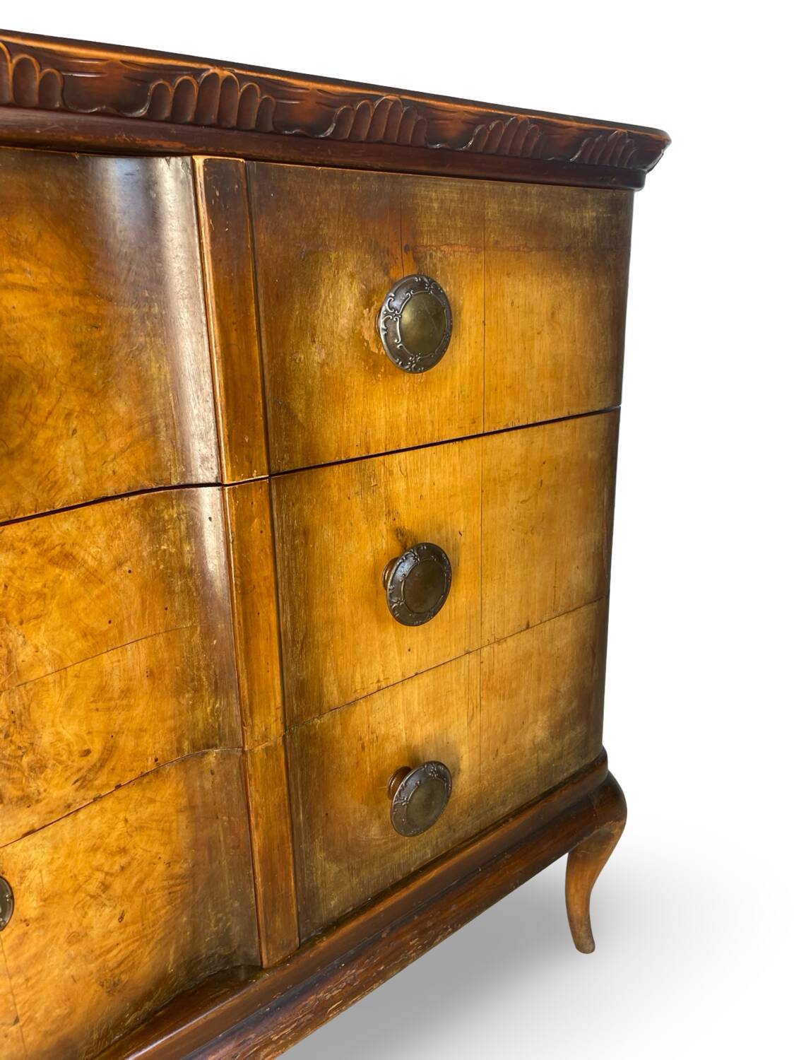 Commode italienne en placage et bois massif de noyer, années 1940-1950