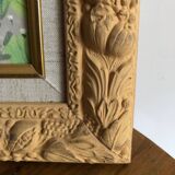 Oil on canvas young girl with chickens