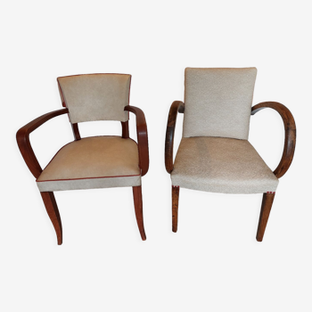 Duo of cream bridge armchairs
