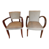 Duo of cream bridge armchairs