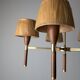 Danish five-arm lamp in wood and brass, 1950s