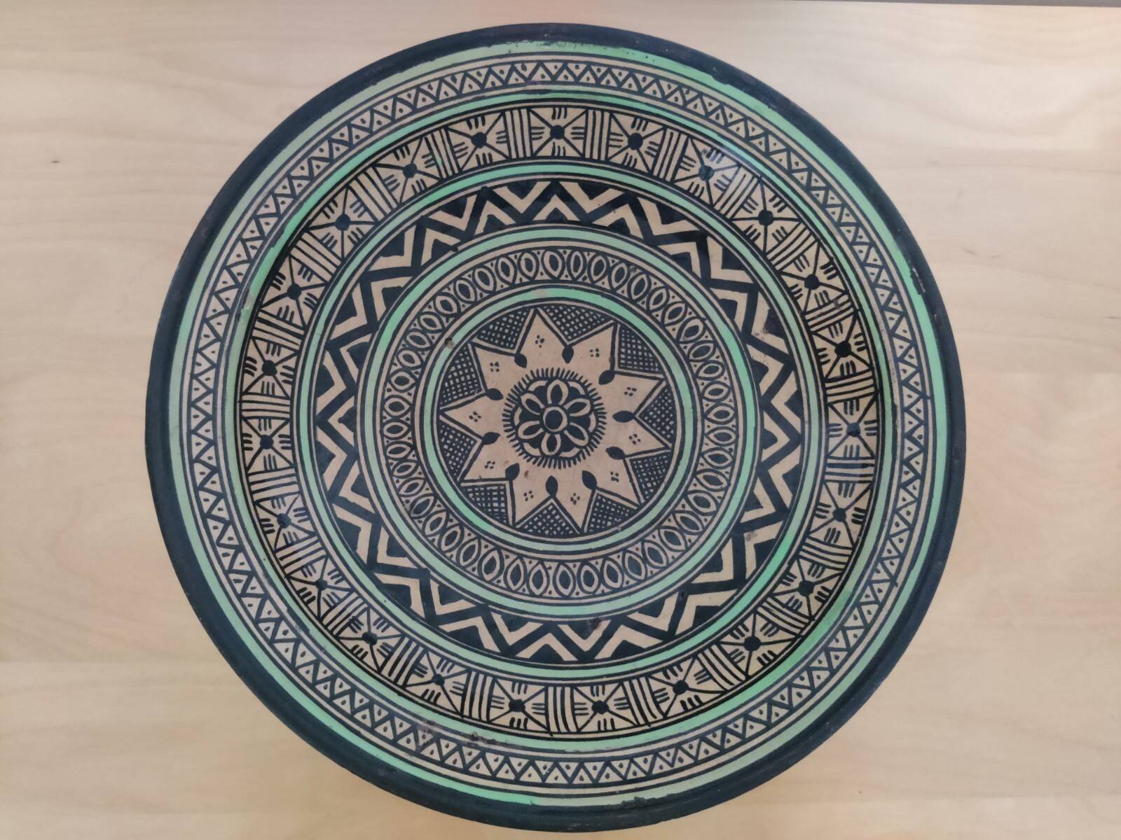 Large Antique Oriental Moroccan Ceramic Platter, 1950