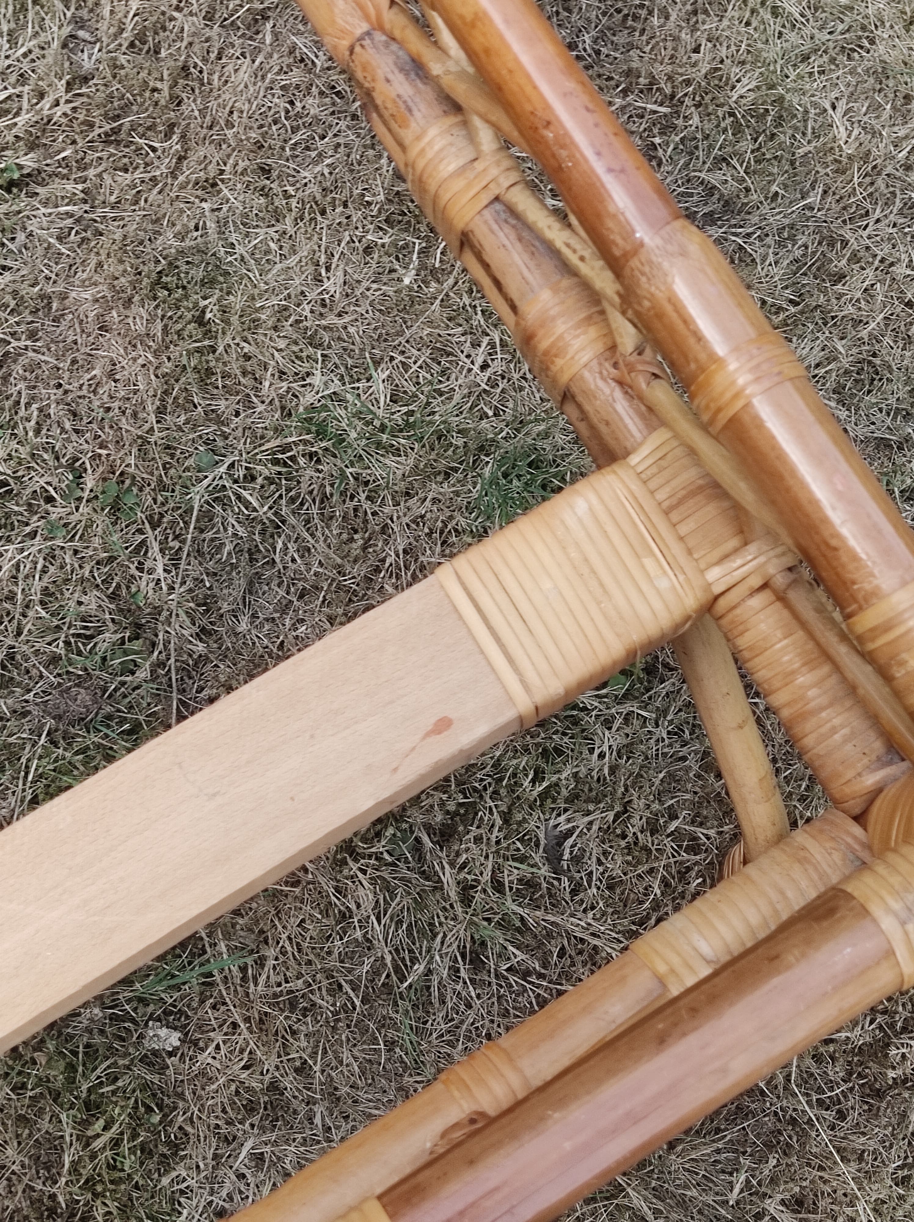 Rattan bed 1 place, 60s