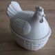 Sugar bowl with white ceramic hen decoration