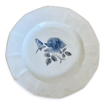 Plat Digoin Sarguemines ancien fleurs bleues