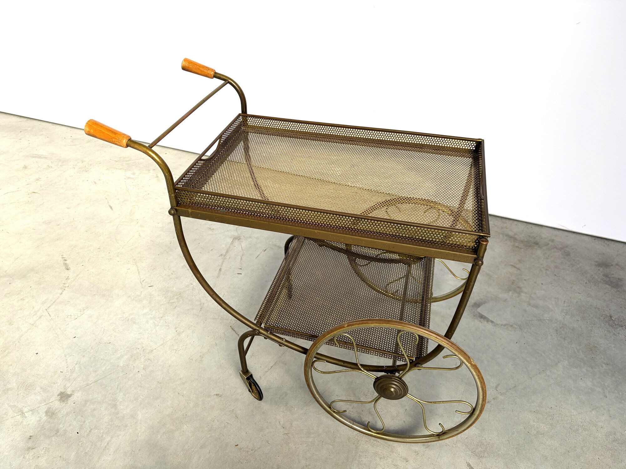 Serving trolley in perforated metal by Josef Frank for Svenskt Tenn, Sweden, 1950s