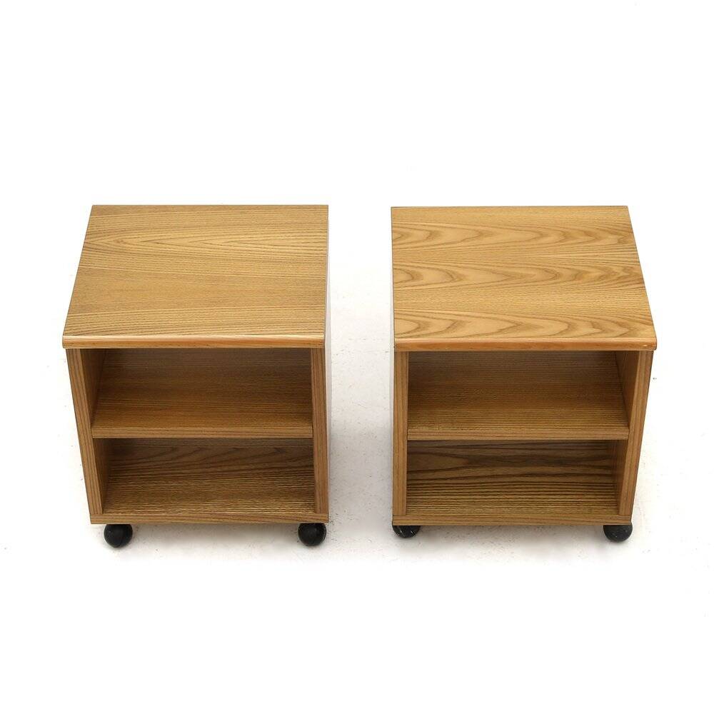 Wooden bedside tables, 1970s, set of 2