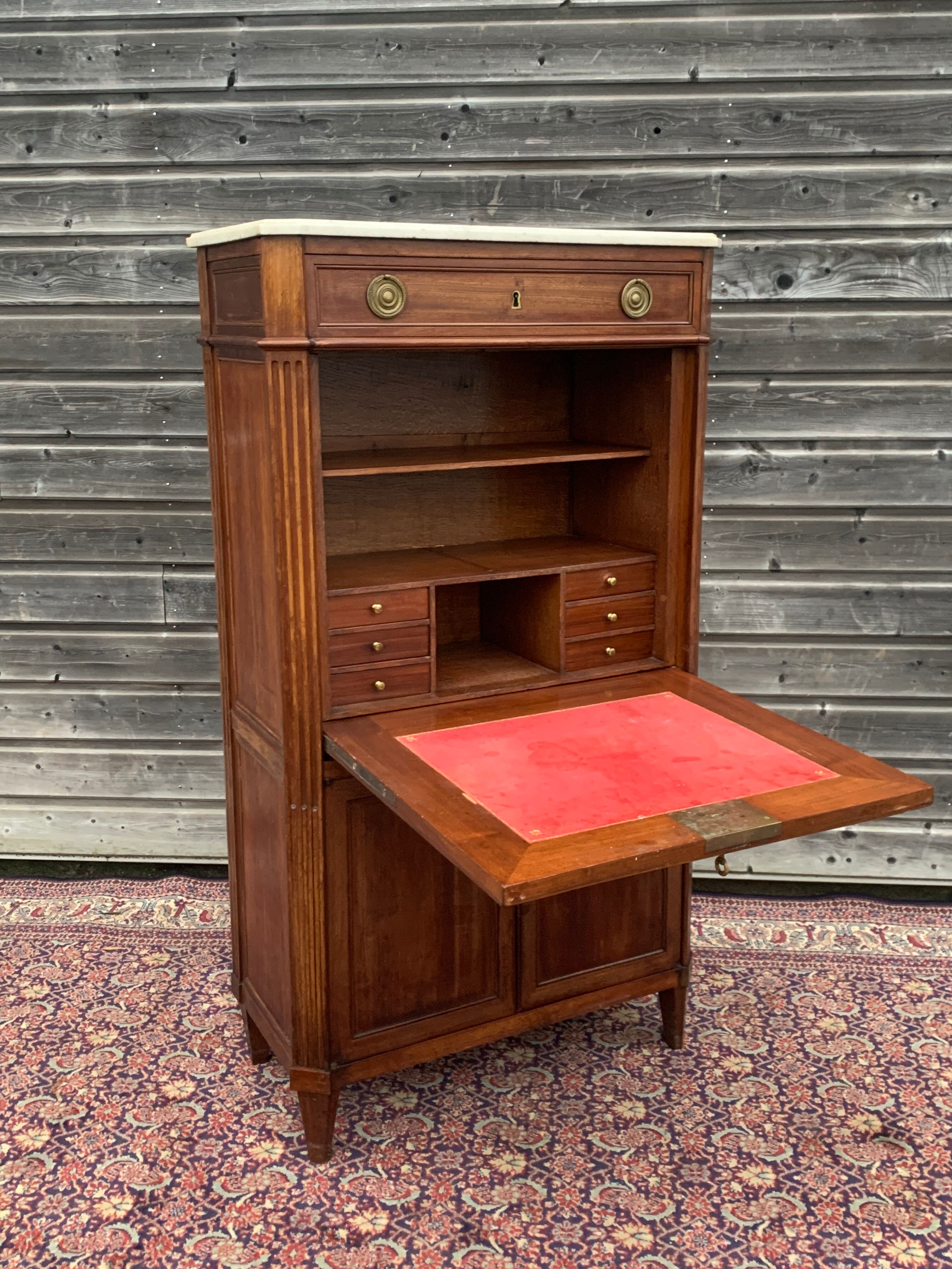 Mahogany secretary stamped l.aubry of louis xvi period
