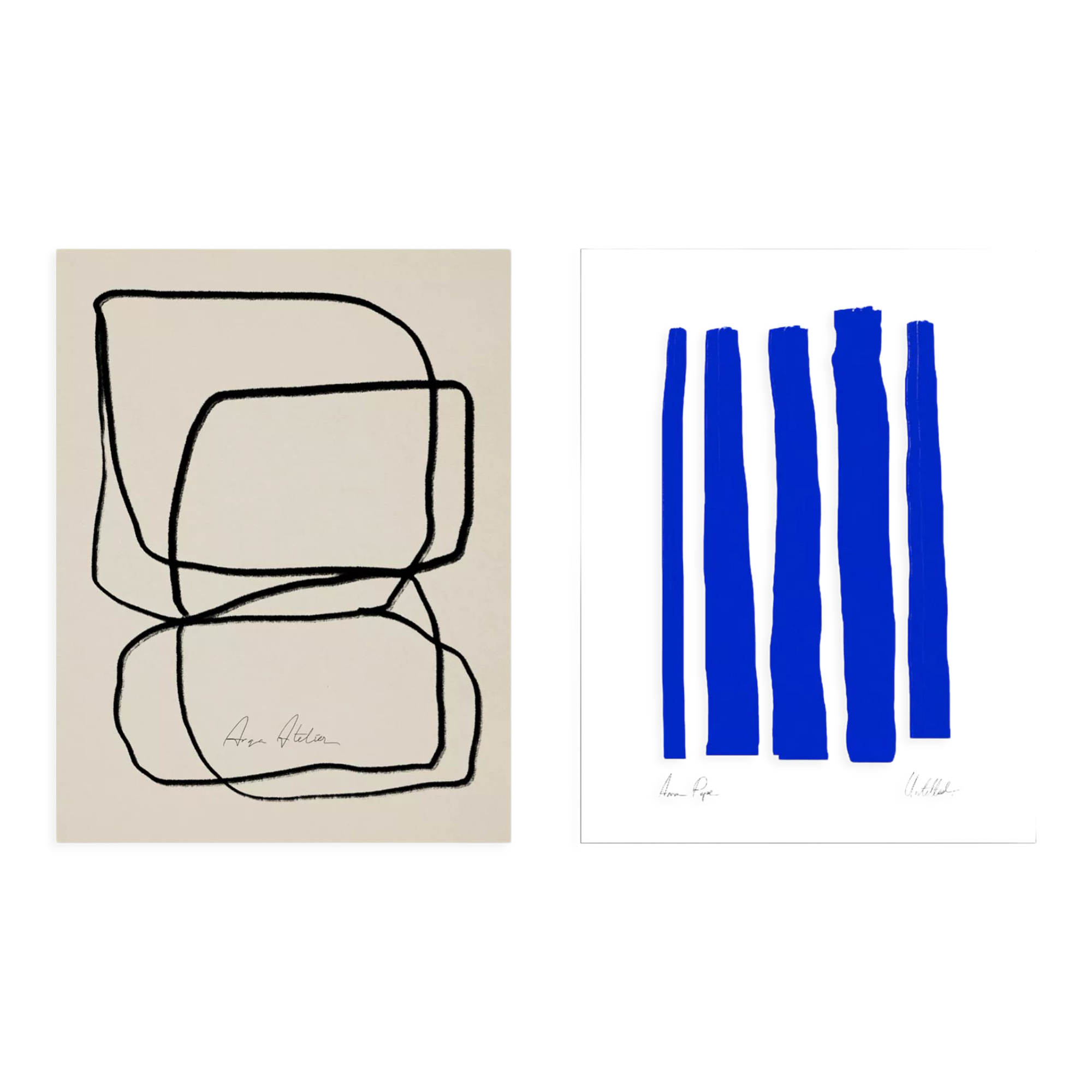 Pair of giclee prints, abstract wall art set of two, 50x70cm