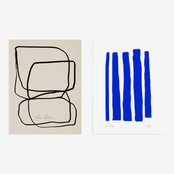 Pair of giclee prints, abstract wall art set of two, 50x70cm