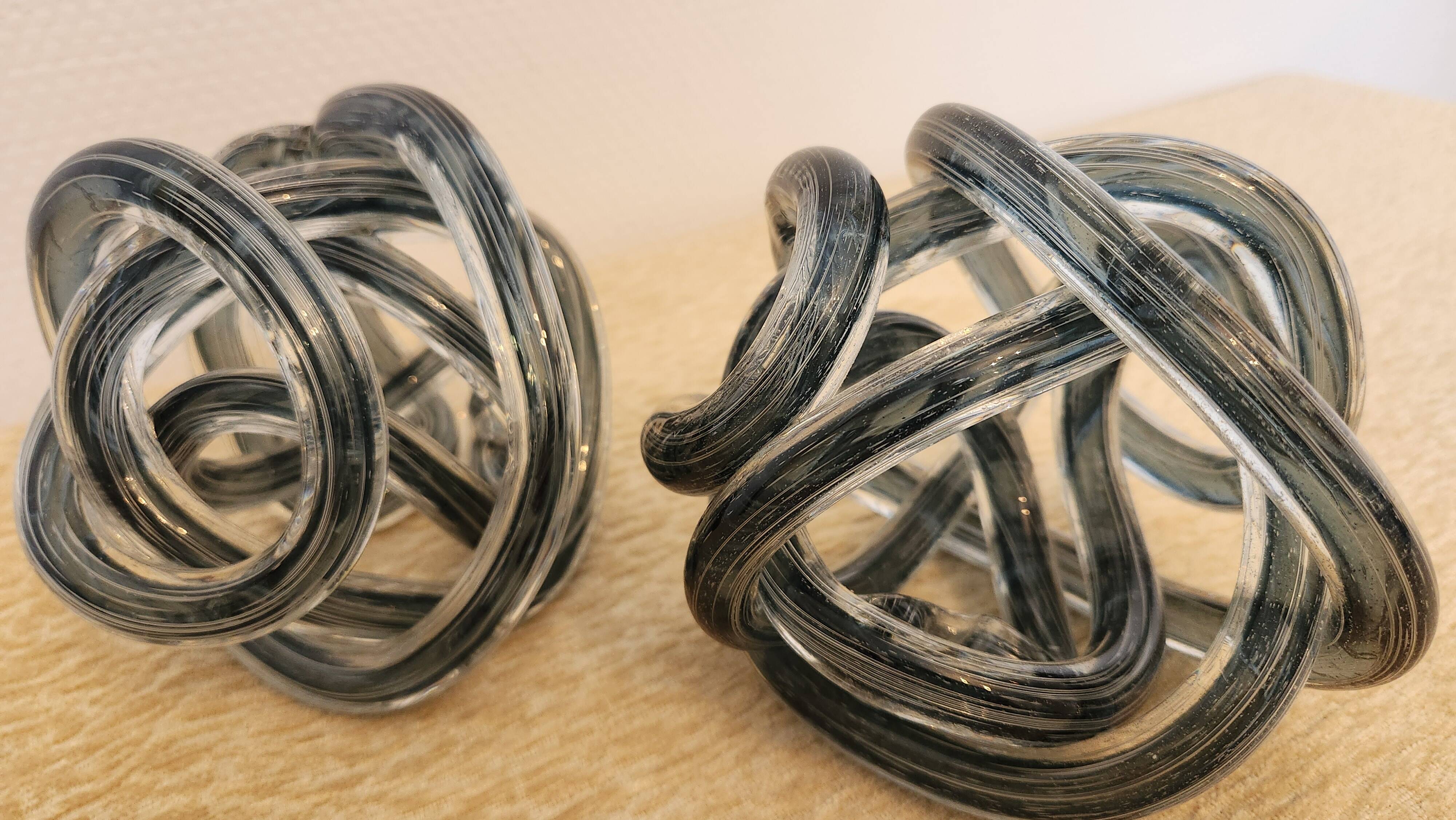 Pair of smoked grey blown glass bookends