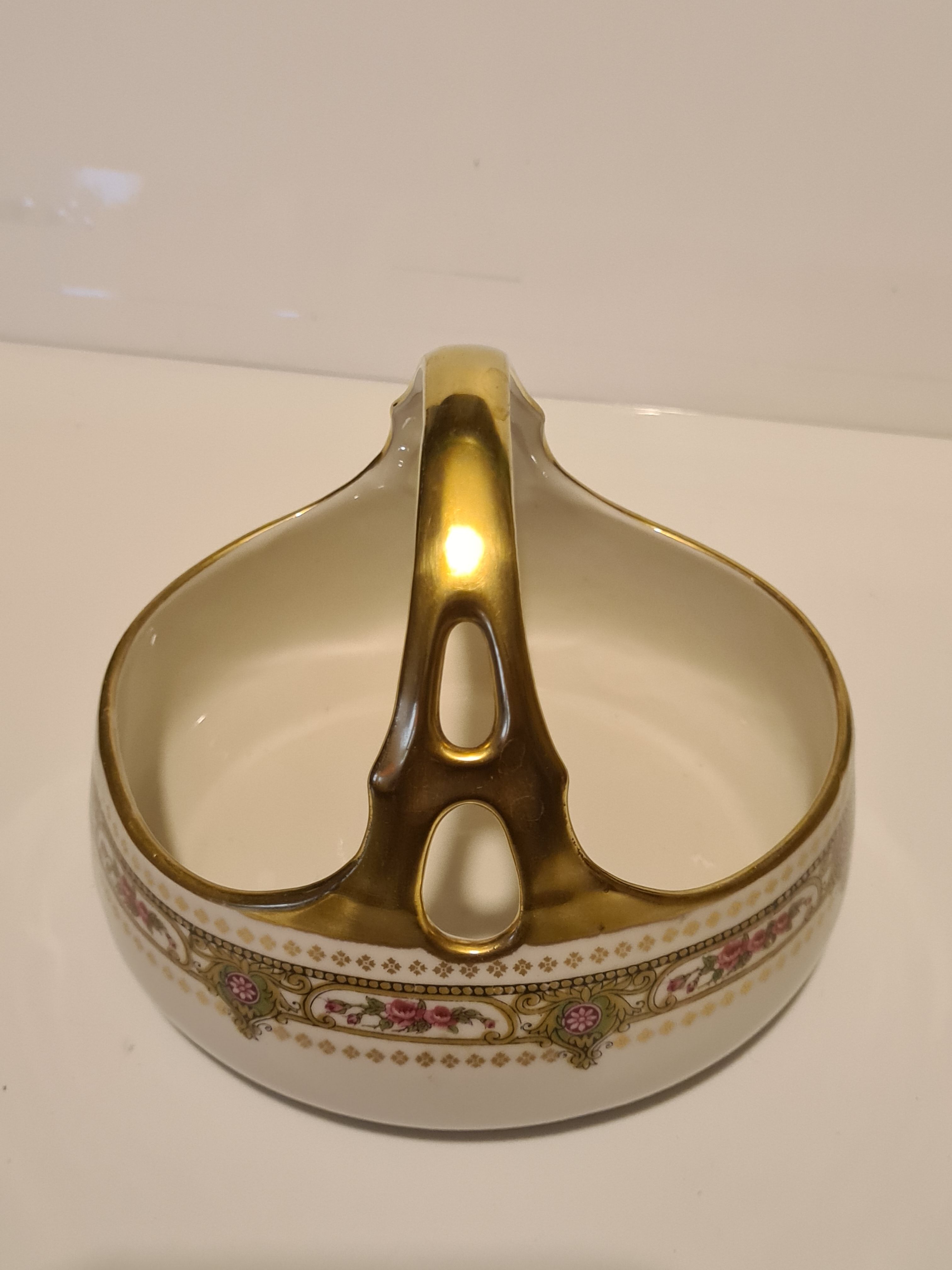 Empty pocket Limoges porcelain BS floral frieze decoration basket shape