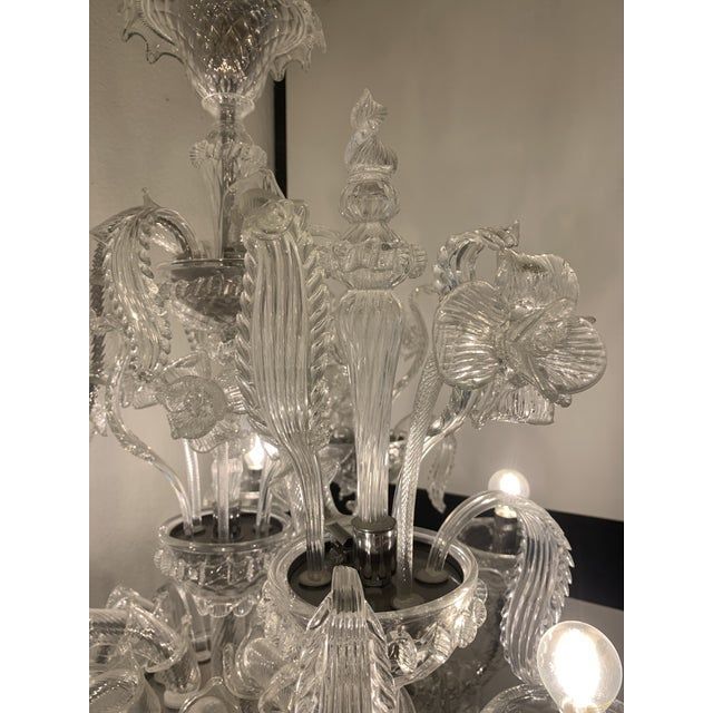 Transparent Murano Style Glass Chandelier