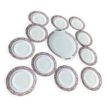 Service à dessert de la faïencerie E.G France époque Art Déco années 20/30 en porcelaine