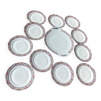 Service à dessert de la faïencerie E.G France époque Art Déco années 20/30 en porcelaine