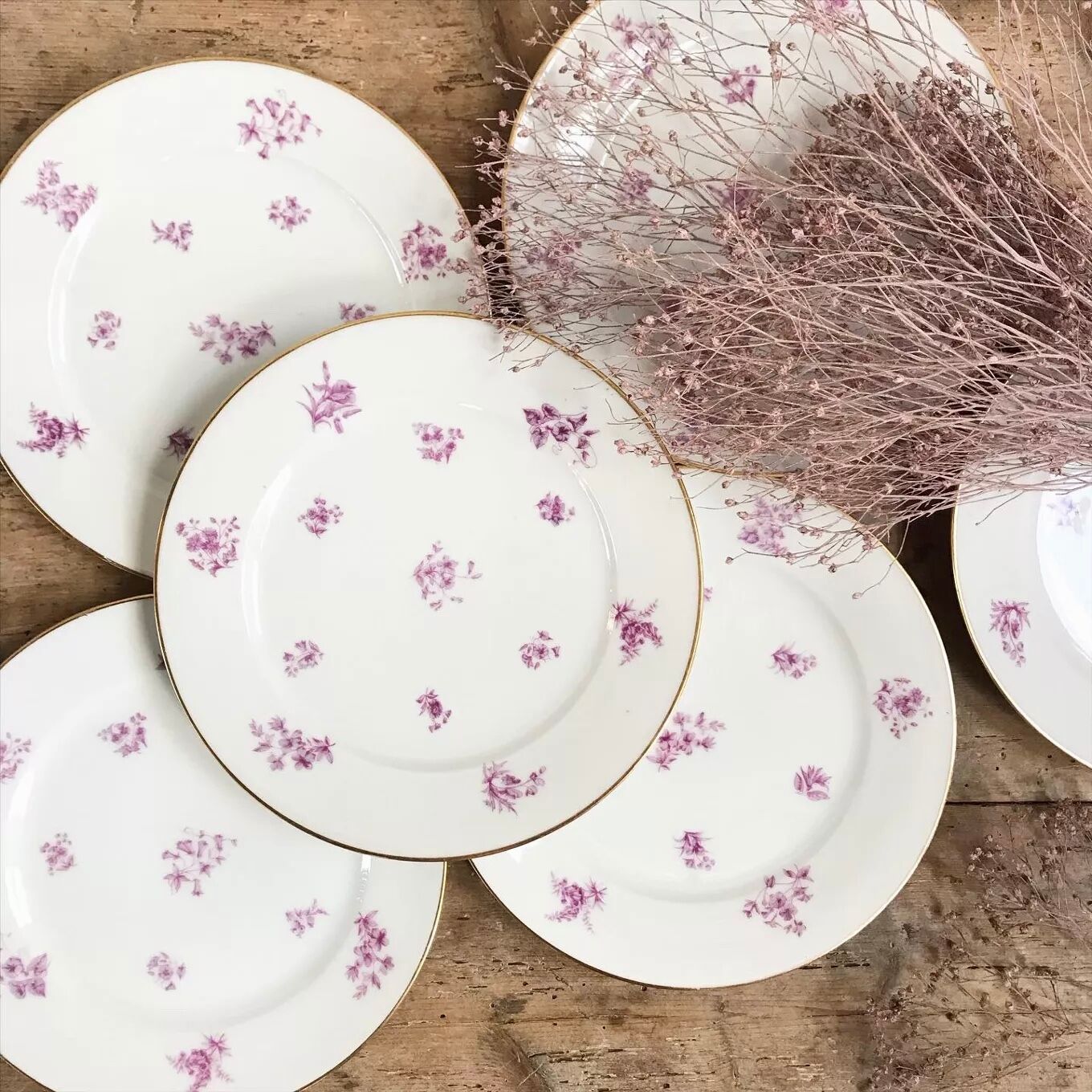 Set of 6 porcelain dessert plates