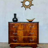 Art Deco curved chest of drawers in walnut
