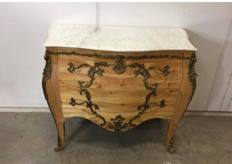 French chest of drawers raw wood:with marble top bronze fittings