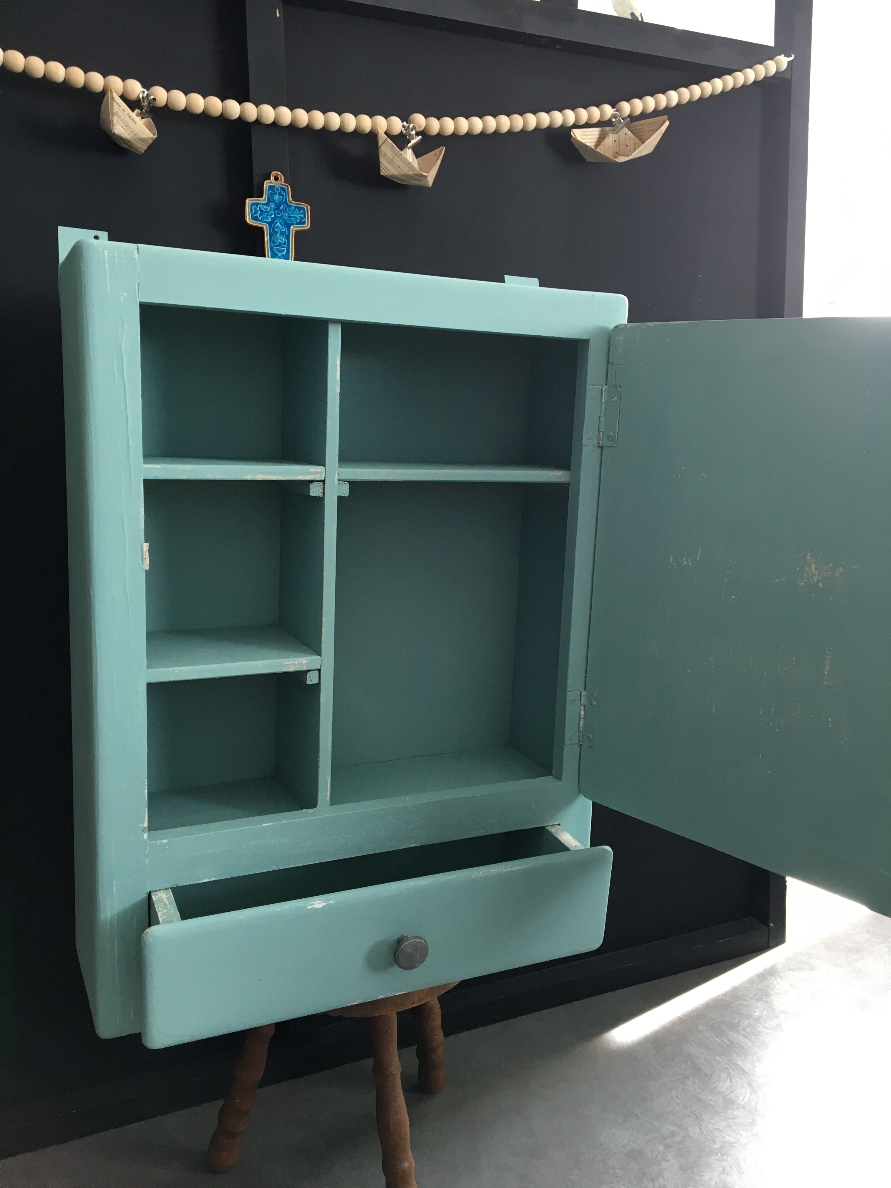 Almond green medicine cabinet