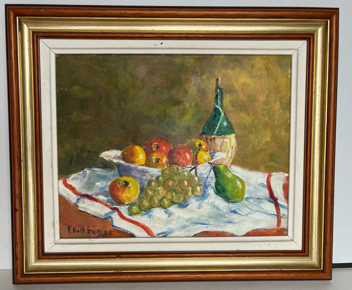 Oil on canvas, still life with fruit
