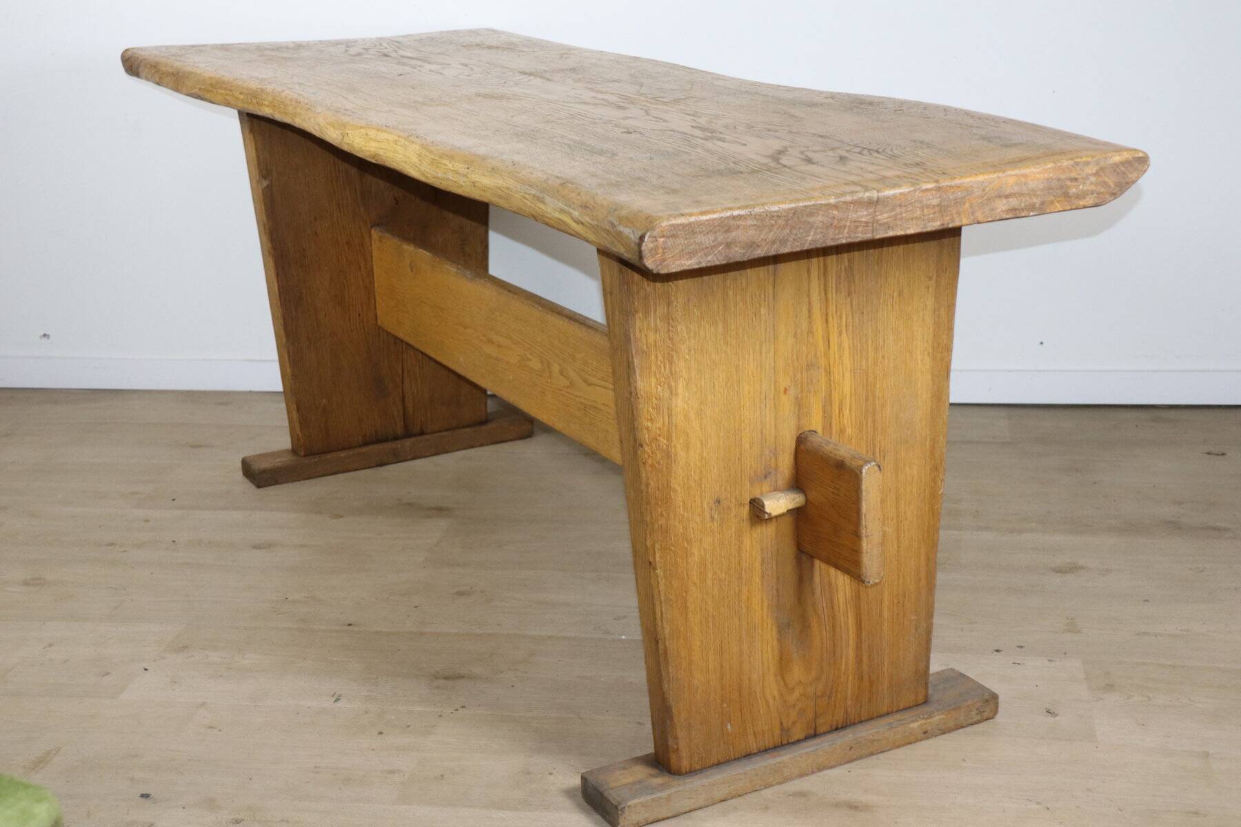 Brutalist solid wood dining table - 1950s/60s