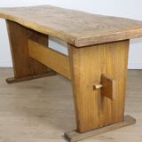 Brutalist solid wood dining table - 1950s/60s