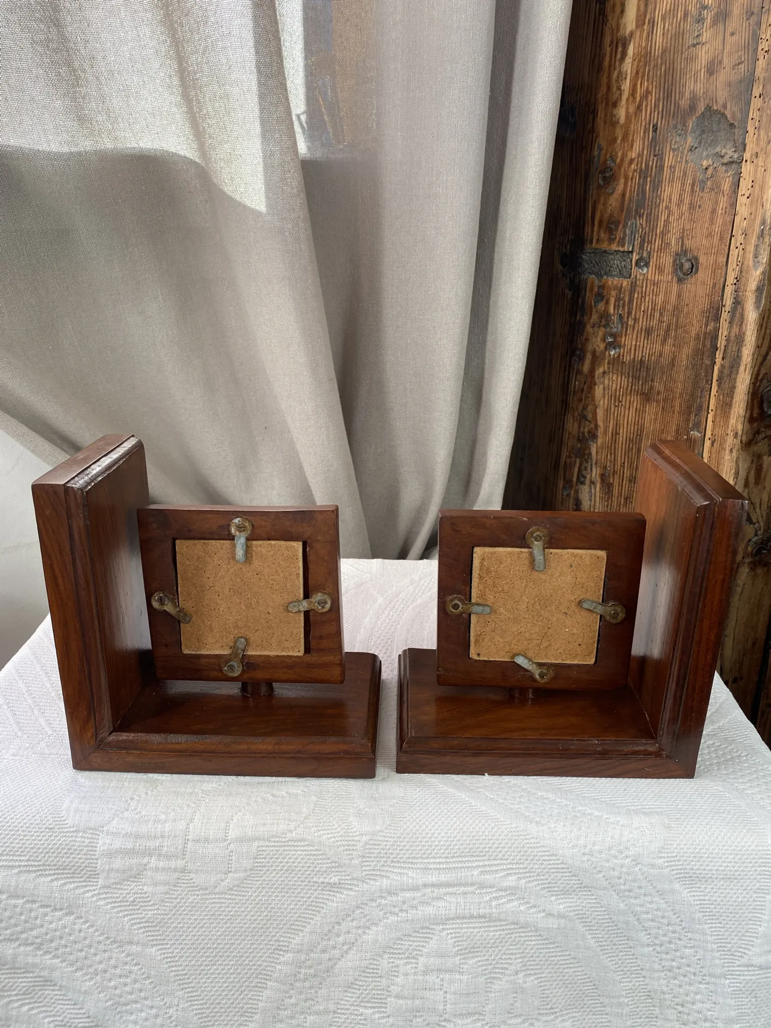 Pair of bookends, solid wood photo frames
