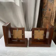 Pair of bookends, solid wood photo frames