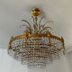 Lustre en bronze et cascade de pampilles en cristal
