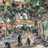 Le Lavandou, oil on panel signed Faraoni