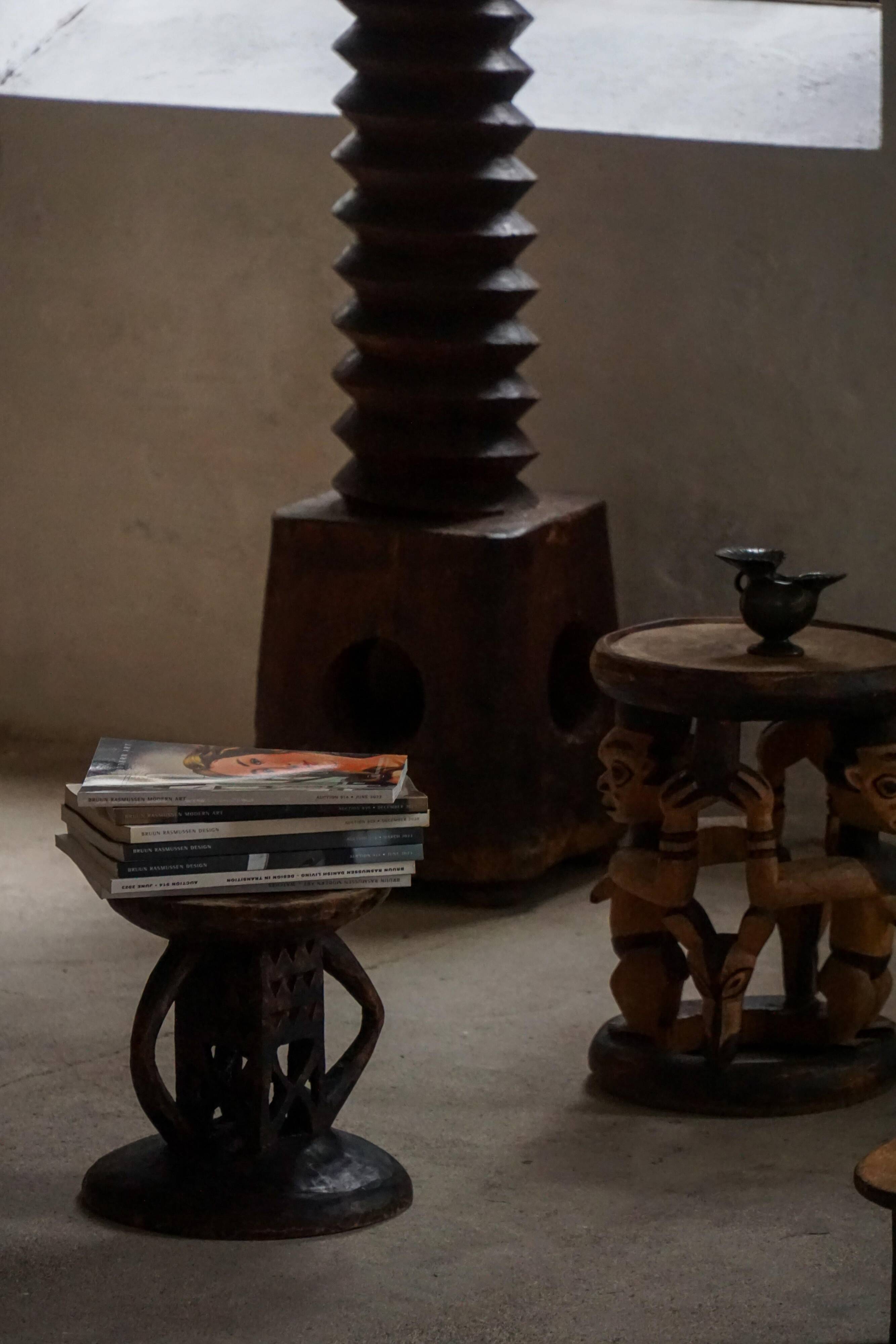 Hardwood stool Tonga (Batonga) carved with geometric patterns, 20th century, 1960s.