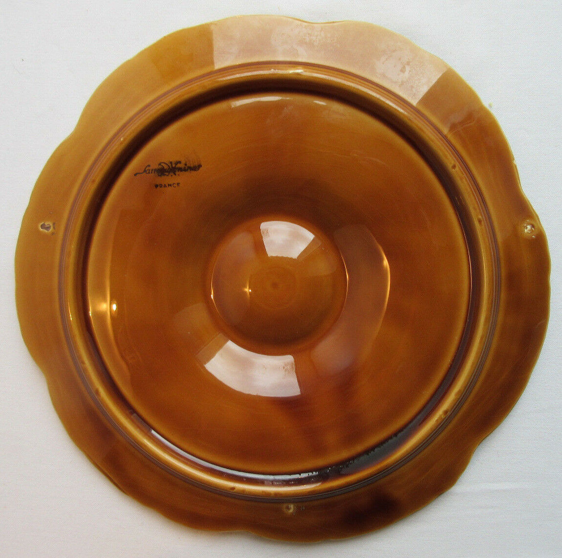 Grand Plat à Huîtres En Céramique – Sarreguemines – Diamètre 38 Cm – Blanc Brillant
