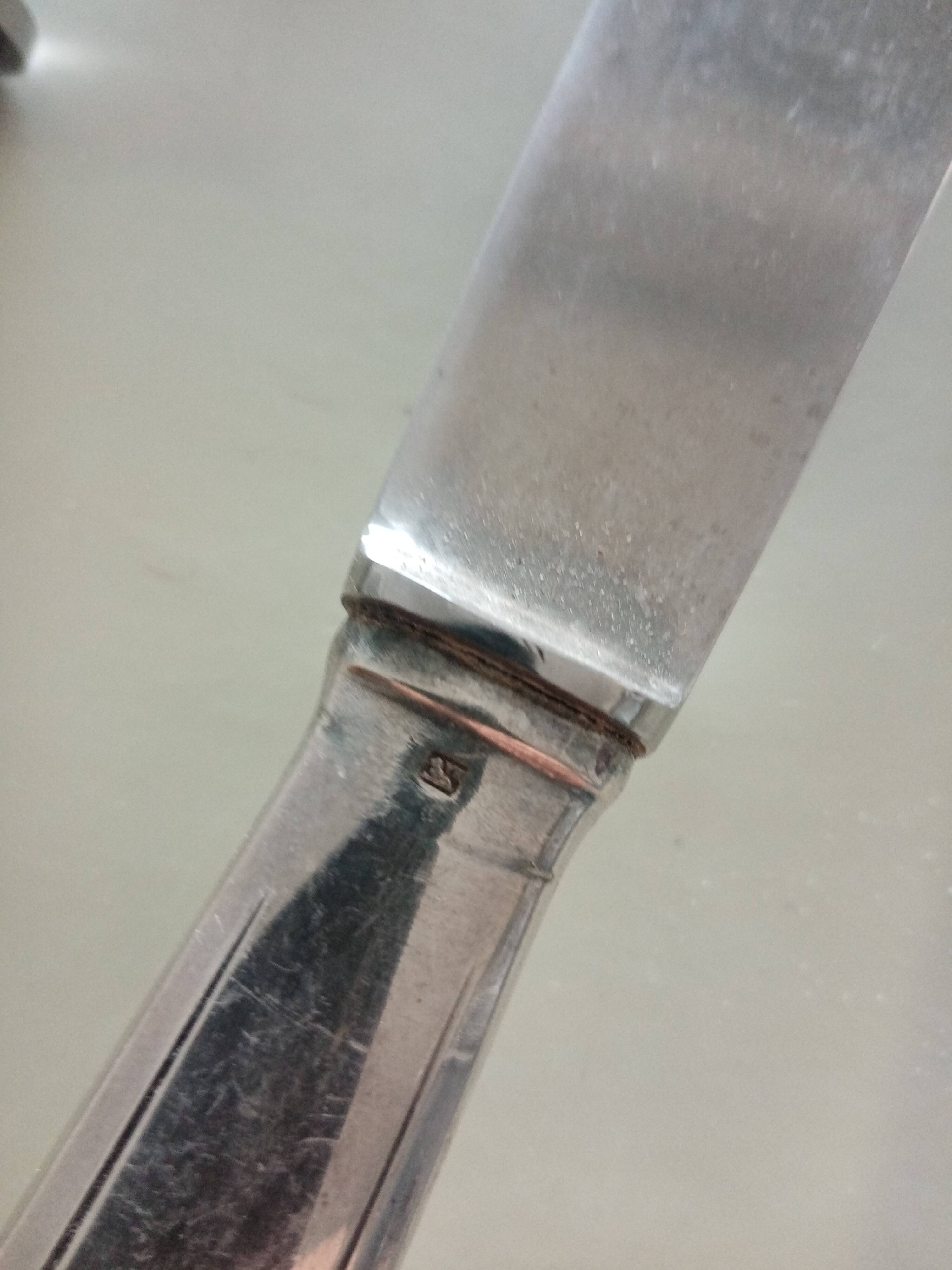 Serving cutlery in silver metal