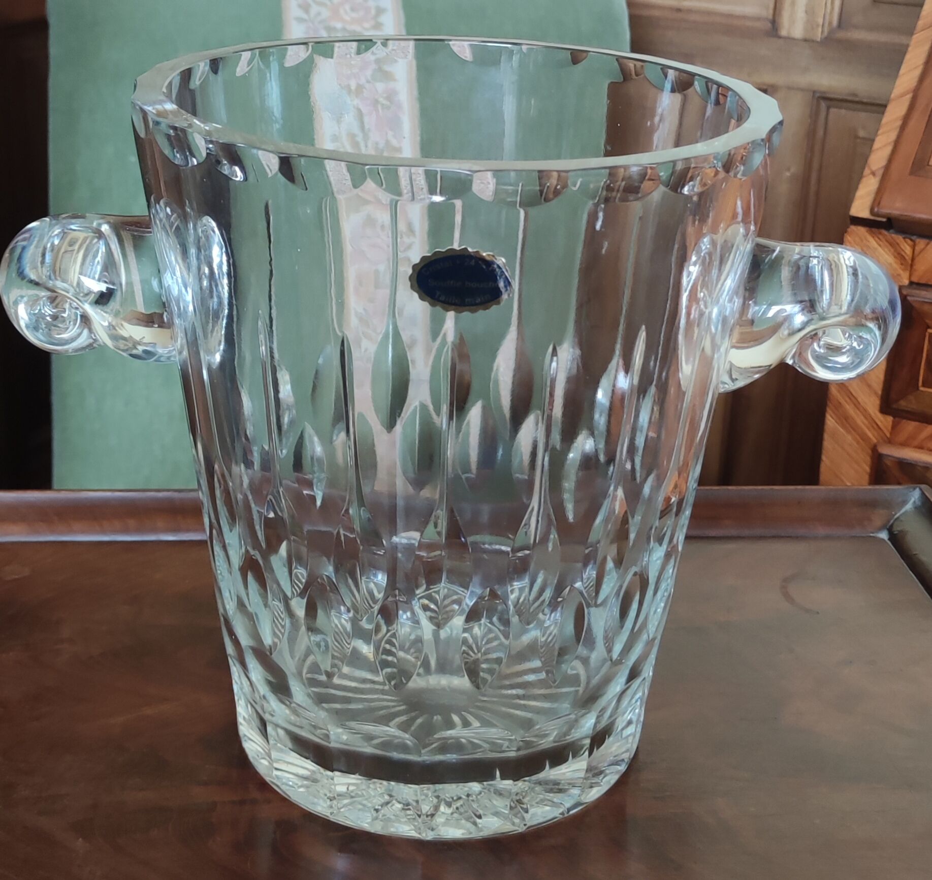 Old hand-cut crystal champagne bucket