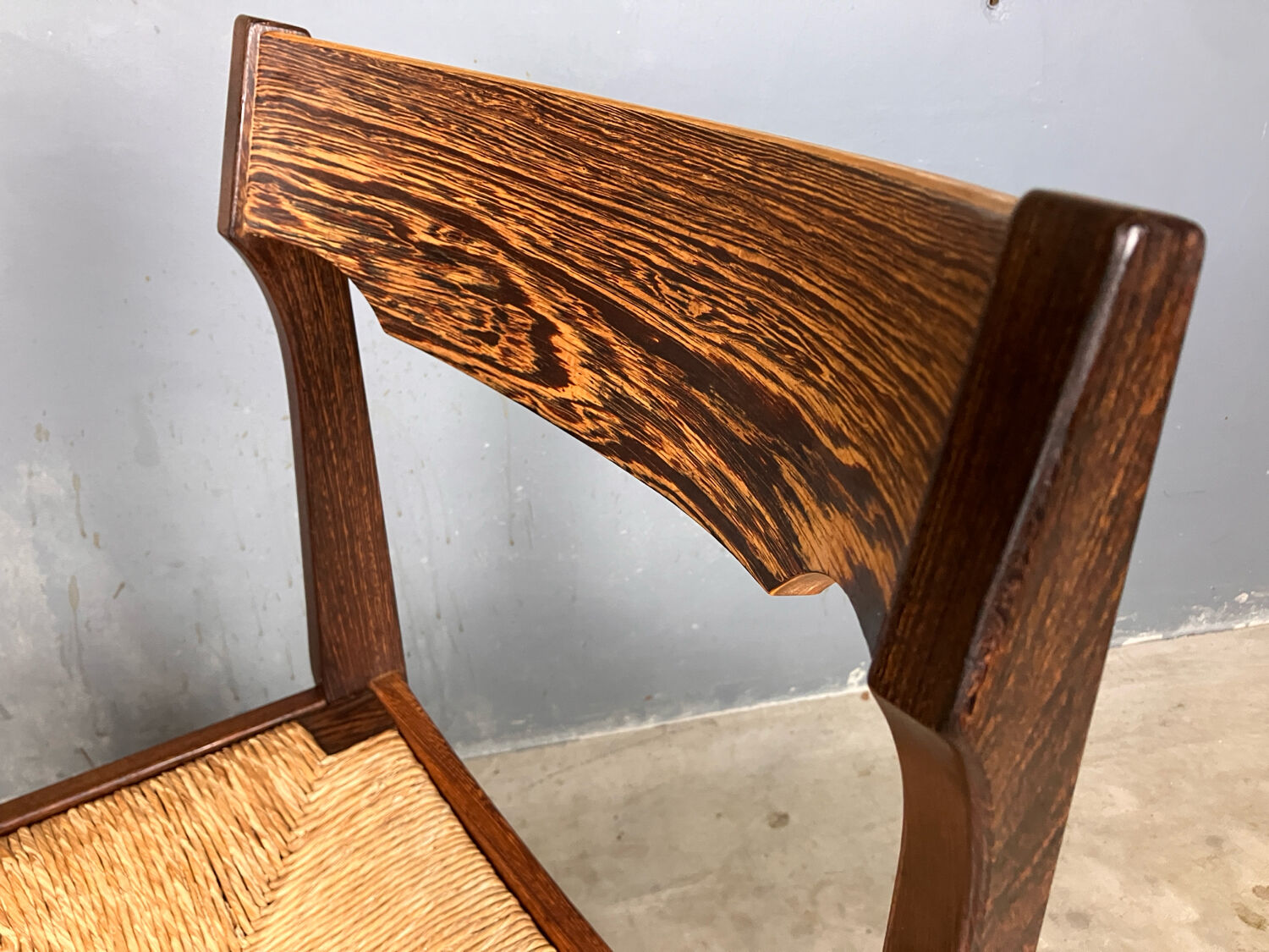 6 chairs rush Wenge Brutalist Mid Century