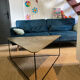 Triangular gilded metal coffee table
