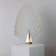 Large vintage Murano glass table lamp – leaf-shaped glass – white, gold metal base – Italy 1980s