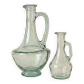 Set of 2 vintage glass oil or vinegar carafes.