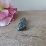 Miniature Chouette Grecque en Laiton Bleue et Dorée, Miniature Chouette de la Sagesse