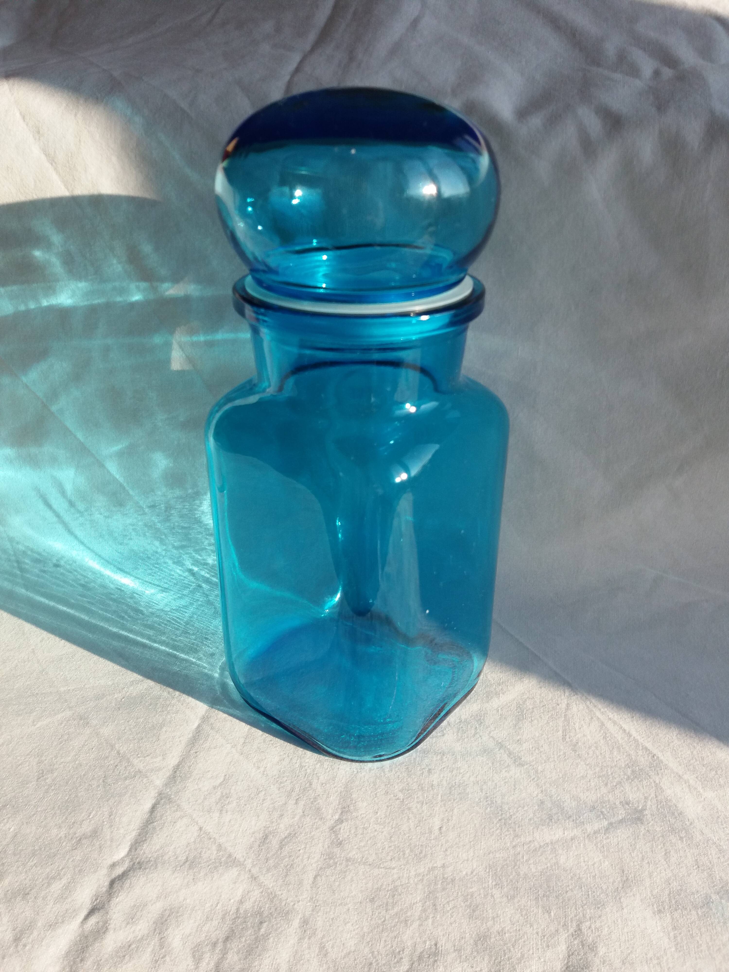 Apothecary bottle airtight blue glass jar