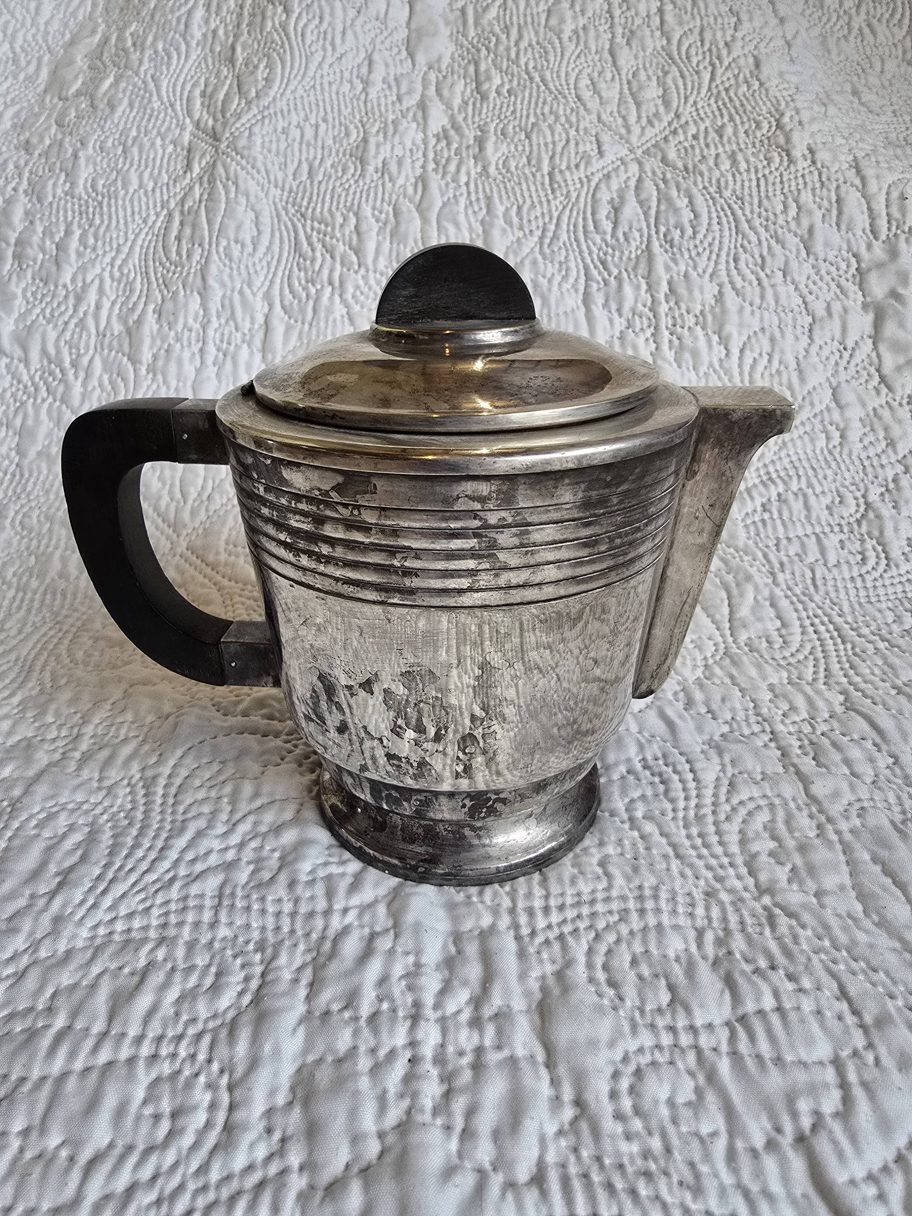 Service à thé et café Art déco en métal argenté et bakélite, années 1930