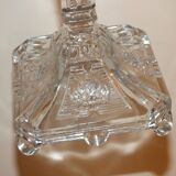 19th century candlestick in molded glass decorated with roses and lions