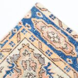 3x6 Rug For Living Room Pale Orange Blue Handmade Turkish Rug, 104x176Cm