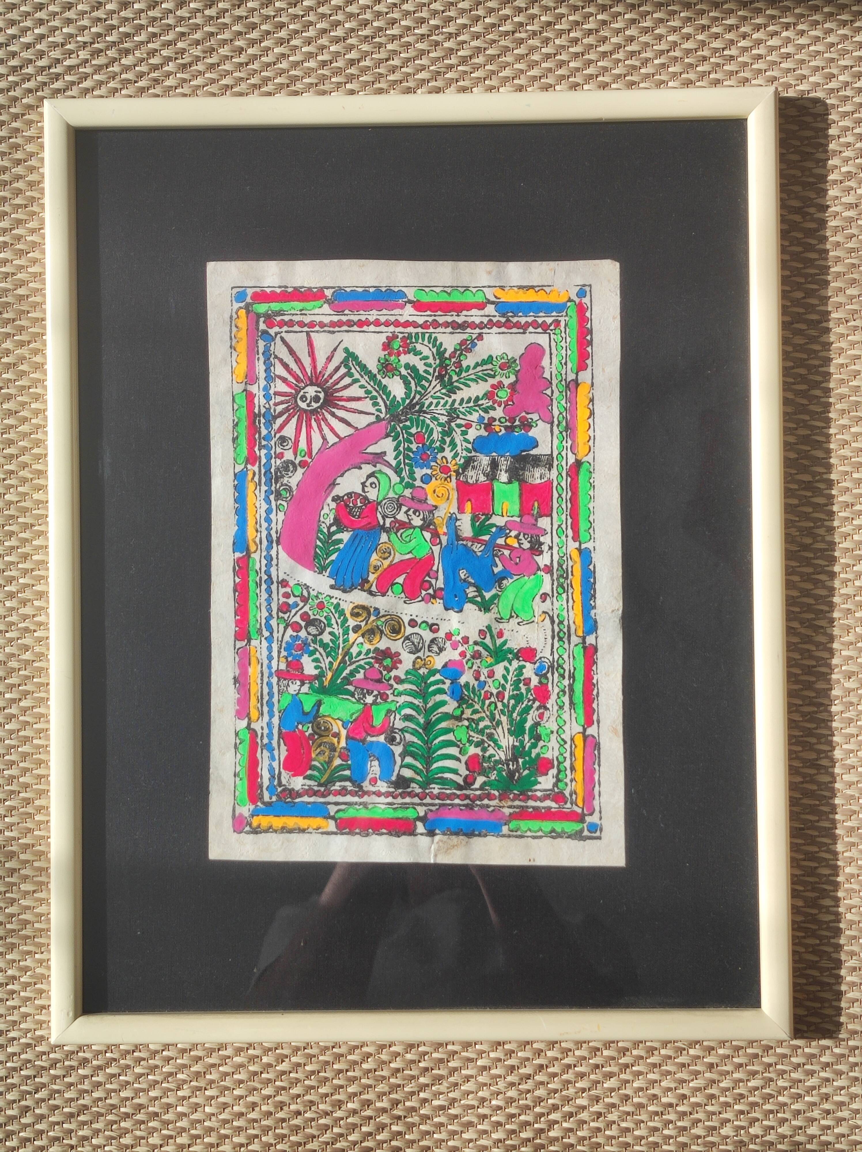 Mexican painting on amate paper