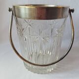 Cut crystal ice bucket, silver-plated metal, marked, cooler service.