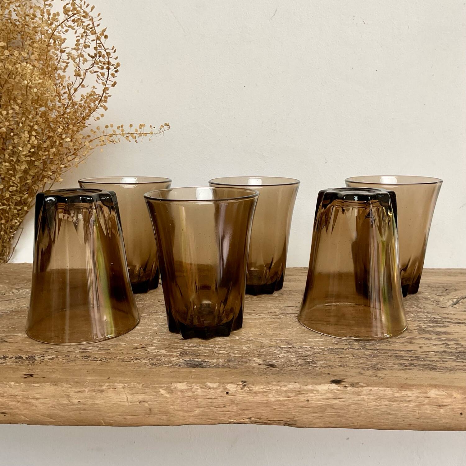 6 petits verres fumés