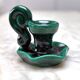 Beautiful vintage candle holder in green slip – glazed ceramic